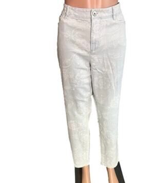 J. Jill Denim Slim Ankle Jeans 14 Floral Print Coastal Cowgirl Western Comfy